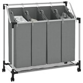 VidaXL Wasmand met Wielen 4 Vakken Grijs - 34% Korting