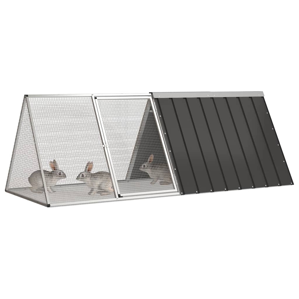 vidaXL Konijnenhok 201,5x80,5x71 cm Antraciet - 30% Korting