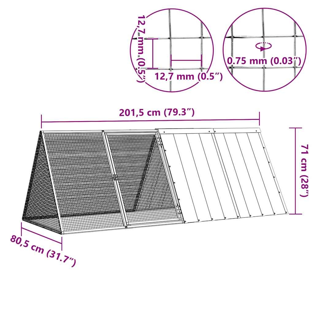 vidaXL Konijnenhok 201,5x80,5x71 cm Antraciet - 30% Korting
