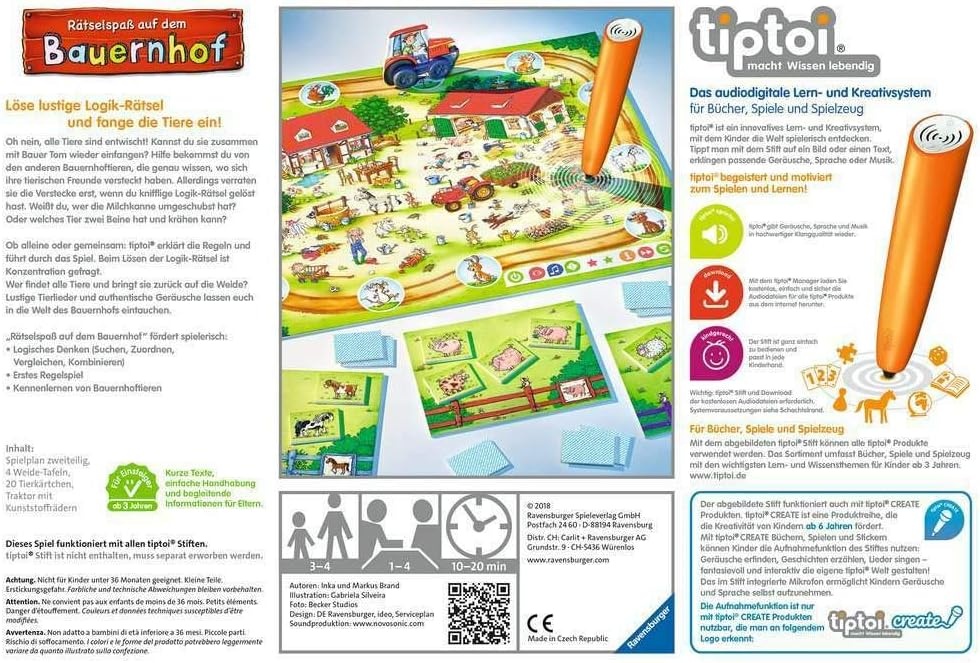 Ravensburger tiptoi Boerderij Raadselplezier - Leerzaam Logicaspel (3+jr)