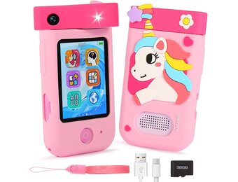 Kindertelefoon met Camera & 32GB - Unicorn Roze (32% Korting)