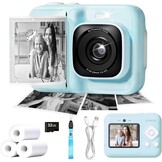 Kindercamera Blauw met Direct Print & 32GB SD Kaart - 33% Korting