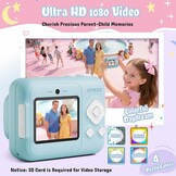 Kindercamera Blauw met Direct Print & 32GB SD Kaart - 33% Korting