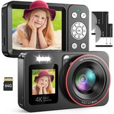 VXK 4K Digitale Camera 64MP - Dubbel Scherm & 64GB SD | 34% Korting
