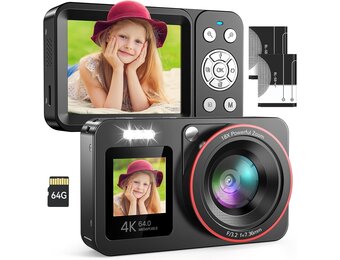 VXK 4K Digitale Camera 64MP - Dubbel Scherm & 64GB SD | 34% Korting