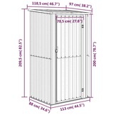 Ruime Tuinschuur Antraciet Staal 118,5x97x209,5cm (35% Korting)