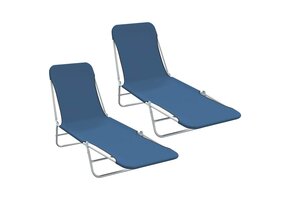 Inklapbare Ligbedden Staal & Stof Blauw (2 stuks) - 34% Korting!