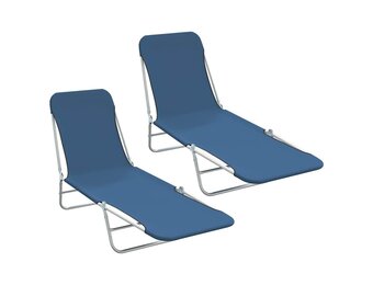 Inklapbare Ligbedden Staal & Stof Blauw (2 stuks) - 34% Korting!