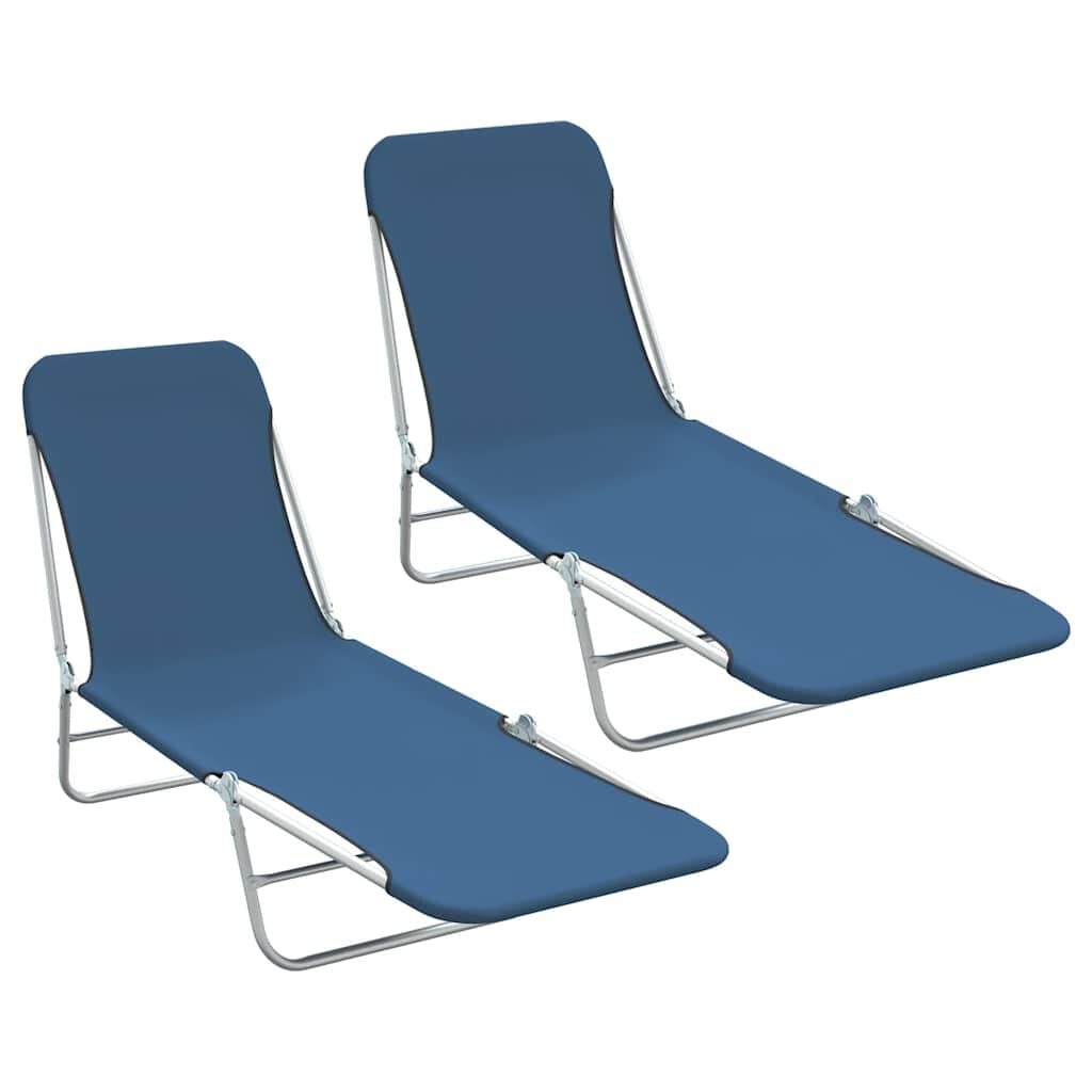 Inklapbare Ligbedden Staal & Stof Blauw (2 stuks) - 34% Korting!
