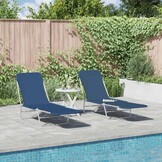 Inklapbare Ligbedden Staal & Stof Blauw (2 stuks) - 34% Korting!