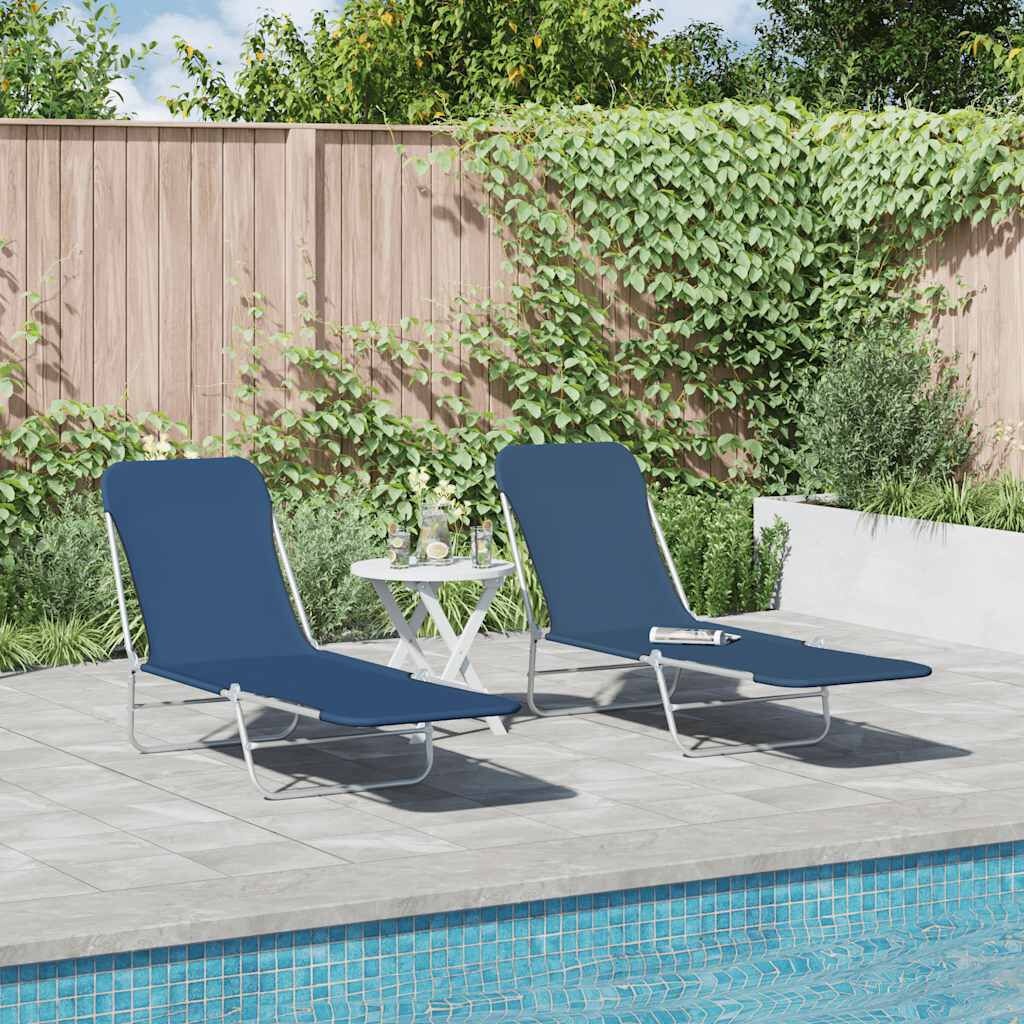 Inklapbare Ligbedden Staal & Stof Blauw (2 stuks) - 34% Korting!