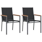 vidaXL Tuinstoelen Zwart Textileen & Staal (2 stuks) - 34% Korting