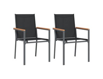 vidaXL Tuinstoelen Zwart Textileen & Staal (2 stuks) - 34% Korting
