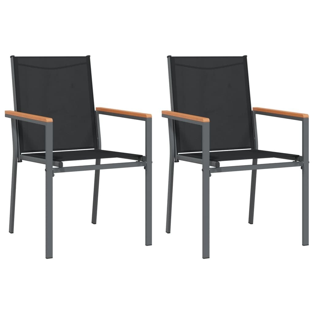 vidaXL Tuinstoelen Zwart Textileen & Staal (2 stuks) - 34% Korting