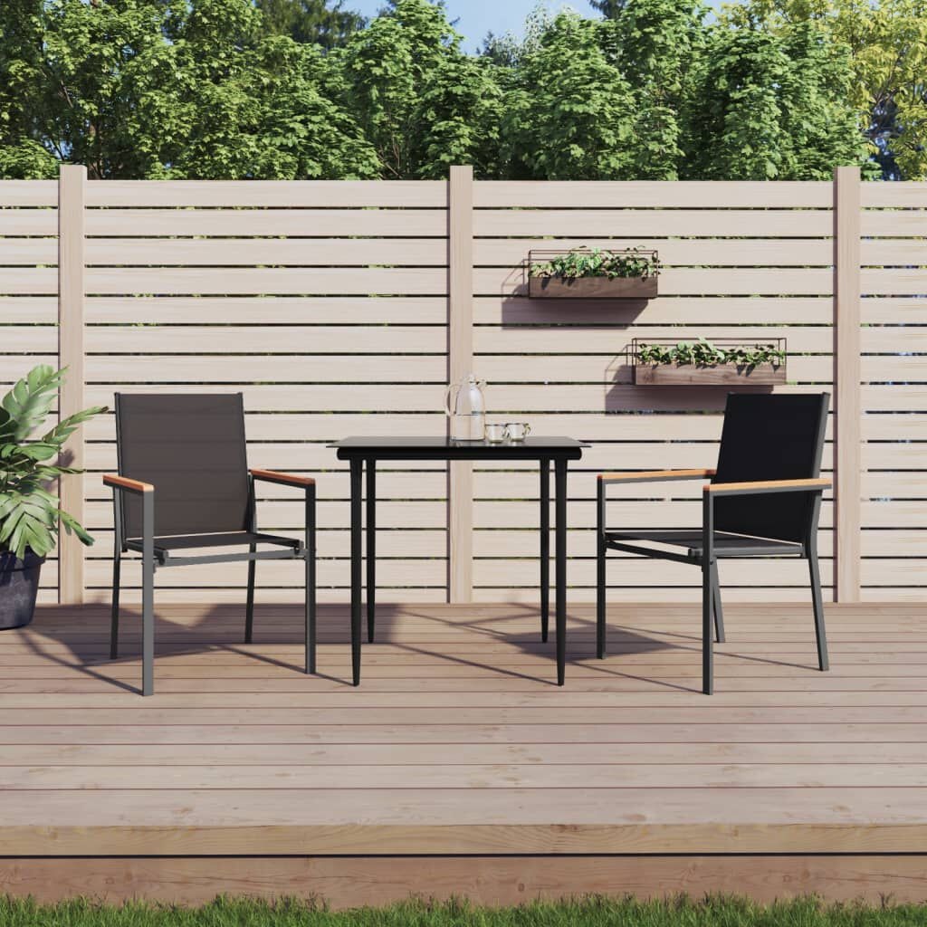 vidaXL Tuinstoelen Zwart Textileen & Staal (2 stuks) - 34% Korting