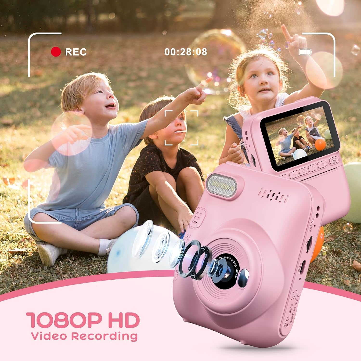 GREENKINDER Instant Camera Kinderen - Roze | 58% Korting