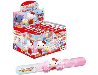 Craze Slap Snap Band, display met 24 verzamelarmbanden voor kinderen, met Hello Kitty-designs, 12 modellen om te verzamelen, 16 cm, Siliconen, Geen edelsteen