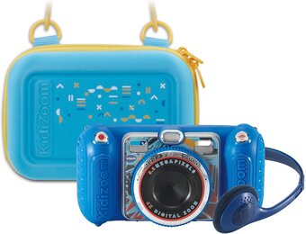 VTech KidiZoom Duo Pro Bundle with Free Bag - Only for a Short Time - Children's Camera with 2 Cameras, Photo and Video Function, Games, Music Players and Much More, Blue