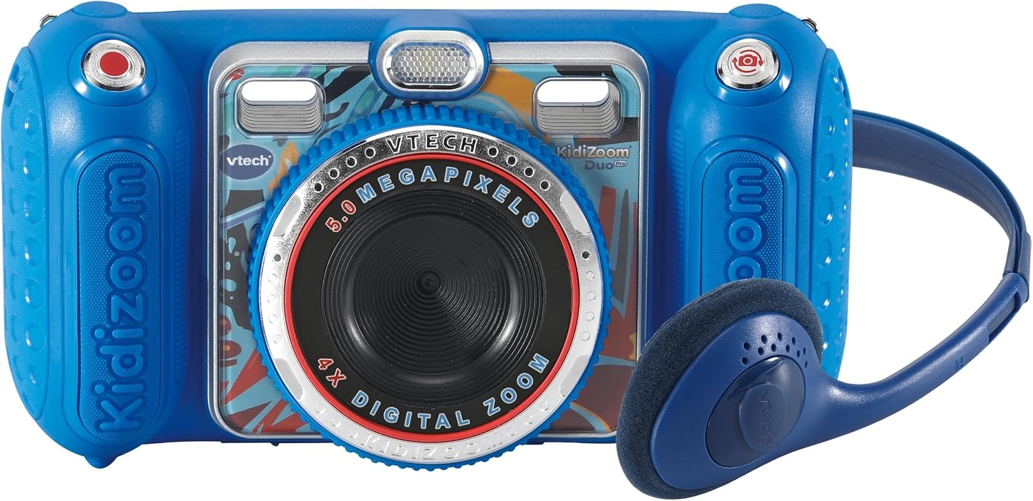 VTech KidiZoom Duo Pro Bundle with Free Bag - Only for a Short Time - Children's Camera with 2 Cameras, Photo and Video Function, Games, Music Players and Much More, Blue