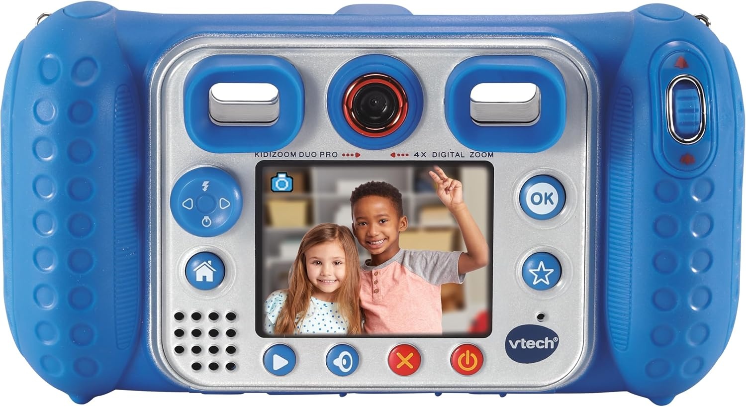 VTech KidiZoom Duo Pro Bundle with Free Bag - Only for a Short Time - Children's Camera with 2 Cameras, Photo and Video Function, Games, Music Players and Much More, Blue