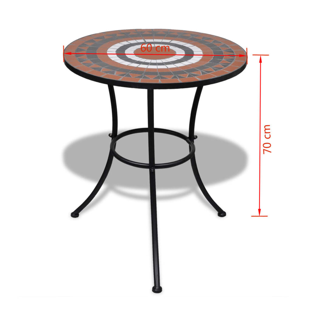 vidaXL Bistrotafel 60 cm mozaïek terracottakleurig en wit