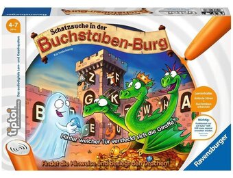 Ravensburger tiptoi 00737 Schatzsuche in der Buchstaben-Burg, Spiel für Kinder von 4-7 Jahren, für 1-4 Spieler: Findet die Hinweise und besiegt den Drachen!