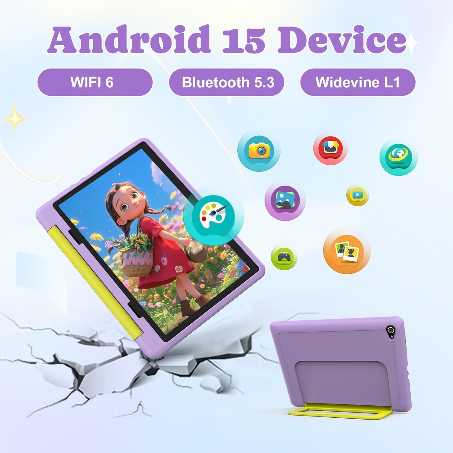 Kindertablet 10" Paars | Anti-val, Standaard, 32GB | 34% Korting