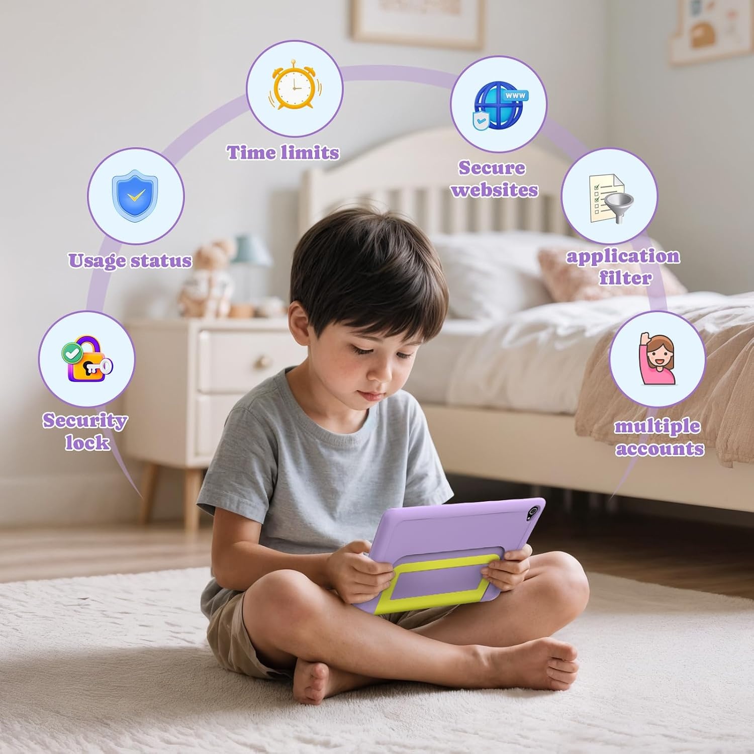 Kindertablet 10" Paars | Anti-val, Standaard, 32GB | 34% Korting
