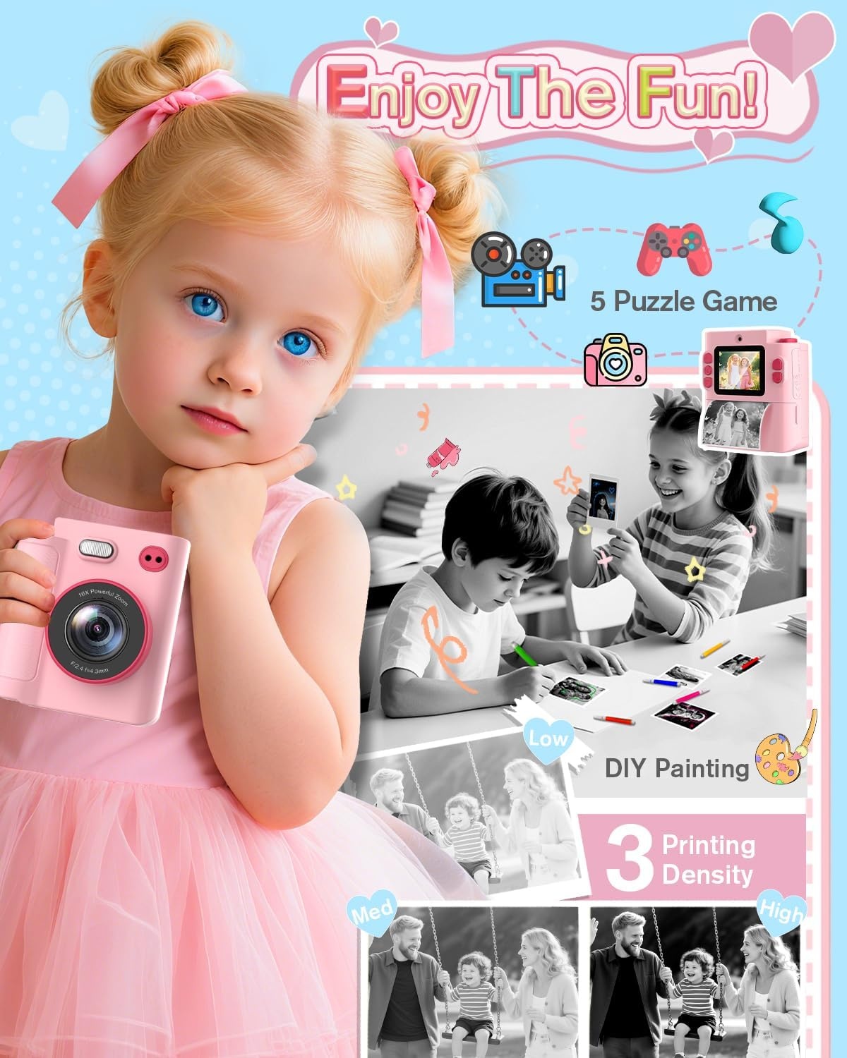 Digitale Instant Camera voor Kinderen: 1080P HD, 32GB, Nu -33%
