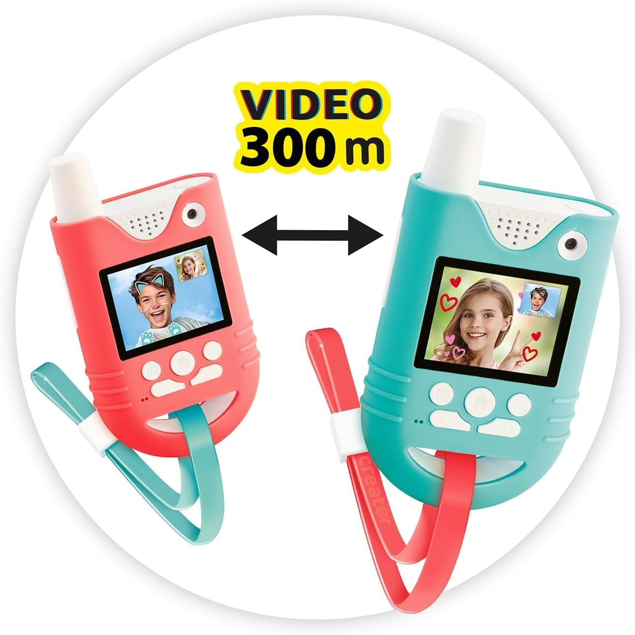 Video Walkietalkies voor Kinderen - 300m Video & 3km Audio, 6 Spellen, USB-C