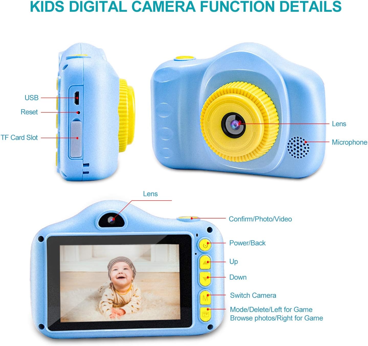 Digitale Kindercamera Blauw | 3,5" HD 12MP | 33% Korting