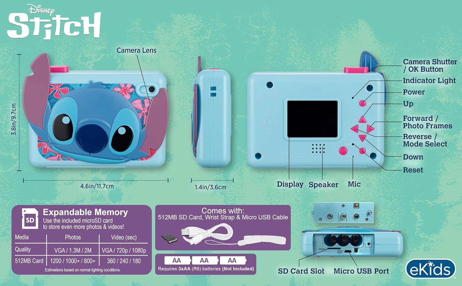 Digitale Camera Disney Stitch Blauw - 34% Korting