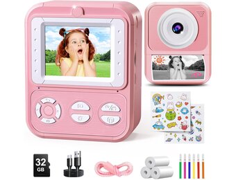 Kinder Instant Camera met 32GB, Printpapier & Kleurpotloden