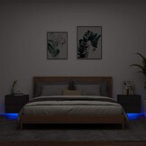VidaXL Nachtkastjes Zwart 2 st Wandgemonteerd met LED - 69% Korting