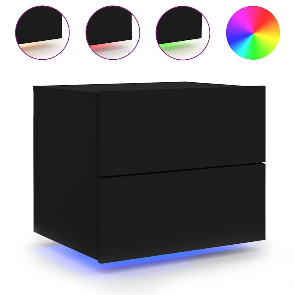 VidaXL Nachtkastjes Zwart 2 st Wandgemonteerd met LED - 69% Korting