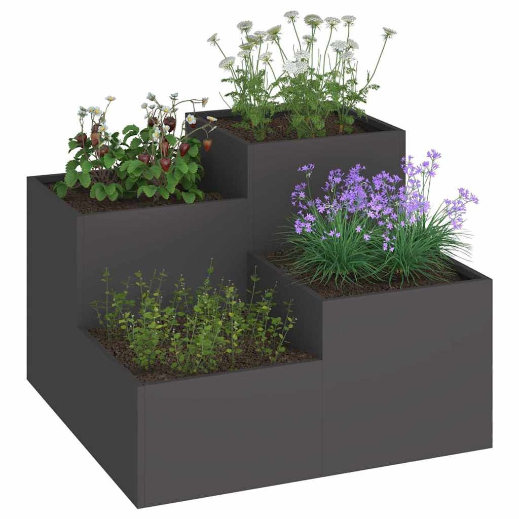 VidaXL Stalen Plantenbak Zwart - 100x100x60 cm - 35% Korting