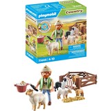 PLAYMOBIL Country 71444 Jonge herder met schapen, met een border collie, haartrimmer en strostrip, leuk fantasierijk rollenspel, duurzaam speelgoed voor kinderen vanaf 4 jaar