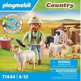 PLAYMOBIL Country 71444 Jonge herder met schapen, met een border collie, haartrimmer en strostrip, leuk fantasierijk rollenspel, duurzaam speelgoed voor kinderen vanaf 4 jaar