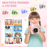 CalineGam Kindercamera Direct Printen, 3.0'' HD Scherm 48MP Fotocamera voor Kinderen met 32GB Kaart & Printpapier, 1080P HD Digitale Camera, Ideaal Cadeau voor Jongens Meisjes 3-12 Jaar (Roze)
