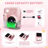 CalineGam Kindercamera Direct Printen, 3.0'' HD Scherm 48MP Fotocamera voor Kinderen met 32GB Kaart & Printpapier, 1080P HD Digitale Camera, Ideaal Cadeau voor Jongens Meisjes 3-12 Jaar (Roze)