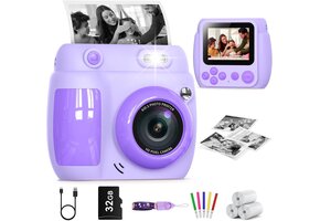 Digitale Instant Camera Kinderen 48MP 1080P HD Paars - 33% Korting
