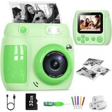 Kids Camera Instant Print, Birthday Gifts for Girls Boys with 3 Rolls Print Paper & 32GB Card, 48MP Toddler Digital Camera 1080P HD Video Toys Cameras for Kids 3-12, Purple