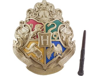 Harry potter - blason de poudlard - lampe avec baguettes de contrôle