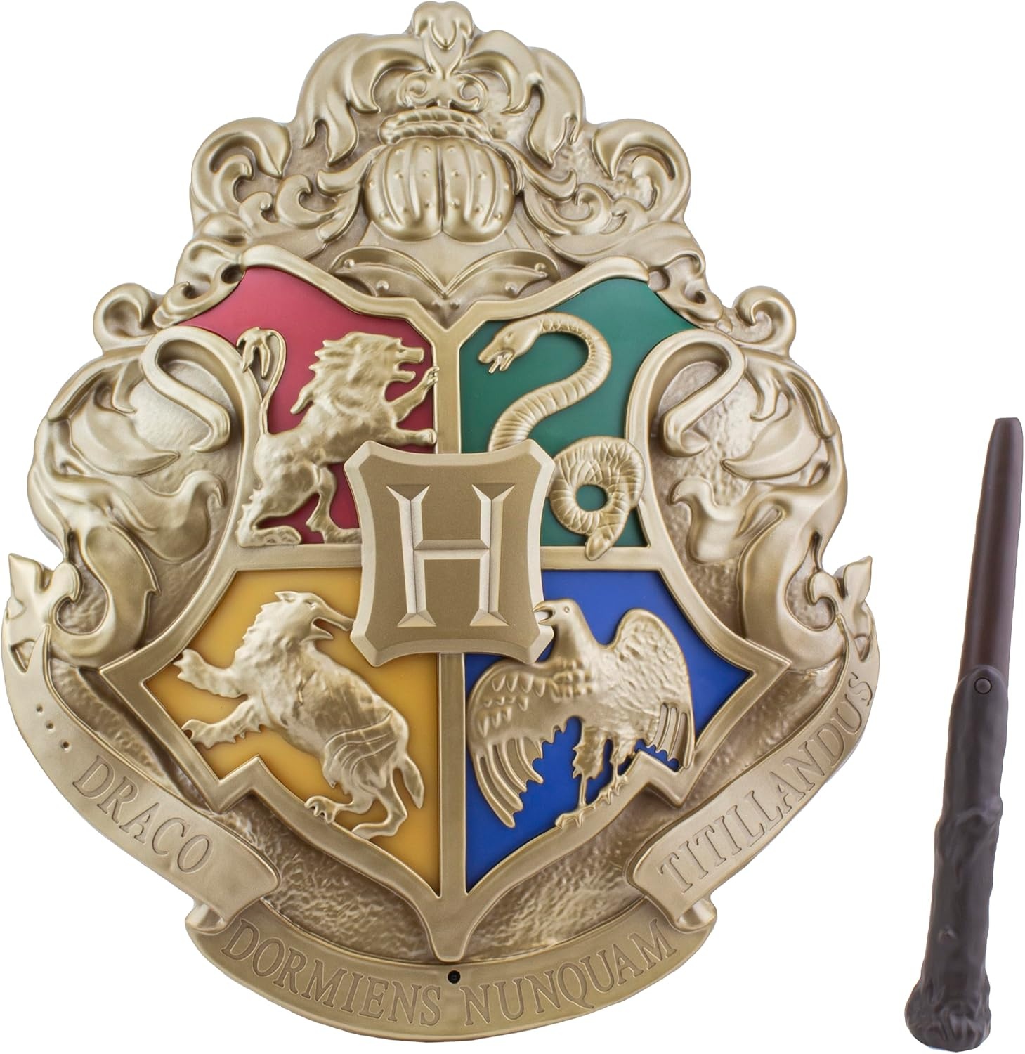 Harry potter - blason de poudlard - lampe avec baguettes de contrôle