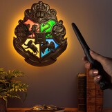 Harry potter - blason de poudlard - lampe avec baguettes de contrôle