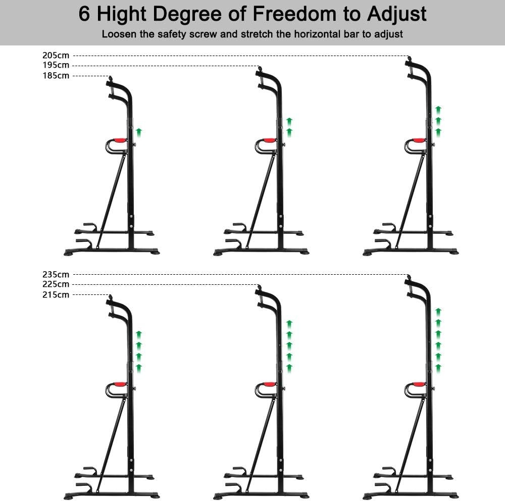 ONETWOFIT Power Tower Adjustable Height Pull Up & Dip Station Multi-Function Home Strength Training Fitness Workout Station OT130
