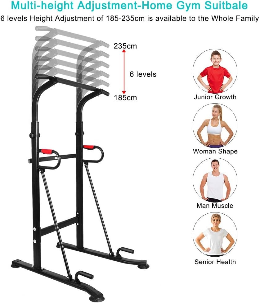 ONETWOFIT Power Tower Adjustable Height Pull Up & Dip Station Multi-Function Home Strength Training Fitness Workout Station OT130