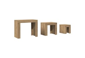 VidaXL 3-delige Tafeltjesset Bewerkt Hout Artisanaal Eiken (34% korting)
