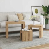 VidaXL 3-delige Tafeltjesset Bewerkt Hout Artisanaal Eiken (34% korting)