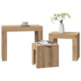 VidaXL 3-delige Tafeltjesset Bewerkt Hout Artisanaal Eiken (34% korting)